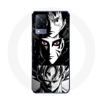 Capa Maniacase para Vivo V21 5G Sangoku Naruto Luffy One Piece Dragon Ball Z Fundo Preto E Branco, Anime Manga - 1