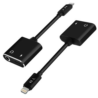 Adaptador Áudio e Carga Avizar para iPhone para Lightning e Jack 3.5mm - Preto - 1