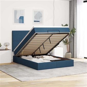 Estrutura de cama otomana com colchão vidaXL | 140x190 cm | tecido azul - 1