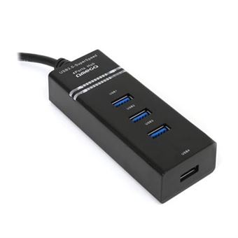 hub de interface Omega OUH34B USB 3.0 (3.1 Gen 1) Type-A 5000Mbit/s Preto