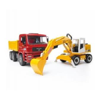 Brinquedo sobre rodas BRUDER MAN TGA Construction truck with Liebherr Excavator - 1