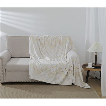 Cobertor BOD HOME |  com geométrico estampado branco claro | 160x220cm - 1