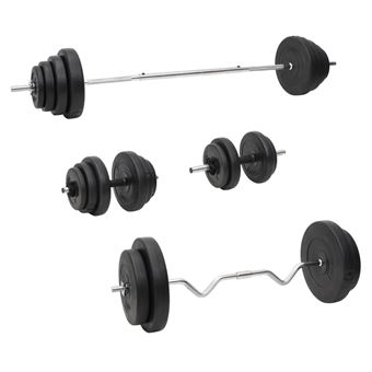 Conjunto de barras e halteres com discos vidaXL | 120 Kg - 1