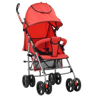 Carrinho de Bebé vidaXL 2 em 1 Dobrável Vermelho Aço
