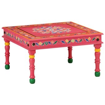 Mesa de centro pintada à mão vidaXL | mangueira maciça rosa - 1