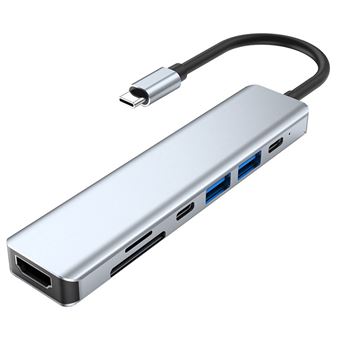 Hub USB C 7 em 1 | 4K/30Hz | HDMI | para Macbook/Dell/HP | PD100W | USB3.0 | USB2.0 | USB-C | SD | TFD - 1
