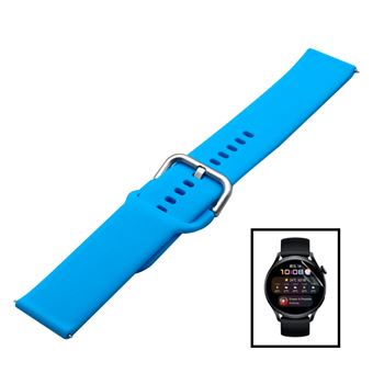 Kit G4M Bracelete Silicone Com Fivela + Película de Hydrogel para Xiaomi Mi Watch Revolve Active - Azul Céu - 1