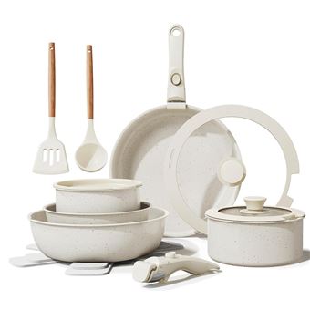 Conjunto Panelas e Frigideiras Klack | 17 Peças | Antiaderente com Revestimento de Granito | Alça Removível | Sem PFOA | Compatível com Gás, Elétrico, Vitrocerâmica e Indução - 1