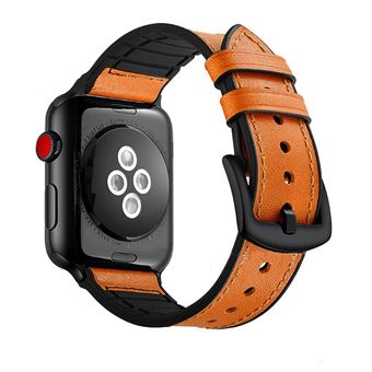 Bracelete Couro e Silicone Premium Gift4Me para Apple Watch Series 8 Aluminum - 45mm - Castanho / Preto - 1
