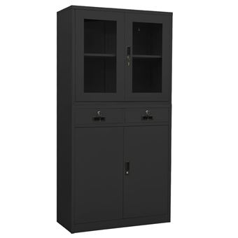 Armário de escritório vidaXL 90x40x180 cm vidro temperado/aço antracite - 1