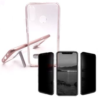 Kit Capa Spigen Crystal Hybrid + Película Vidro 5D Anti-Spy Phonecare para Huawei P20 Lite Rosa - 1