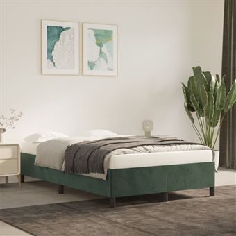 Estrutura de cama vidaXL | 120x190 cm | veludo verde-escuro - 1