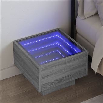 Mesa de cabeceira vidaXL | com LED Infinity 40x40x30 cm | cinzento sonoma - 1
