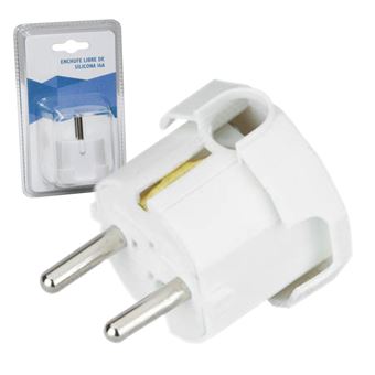 Ficha Schuko Div Macho com Terra Lateral 250V Branco - 1