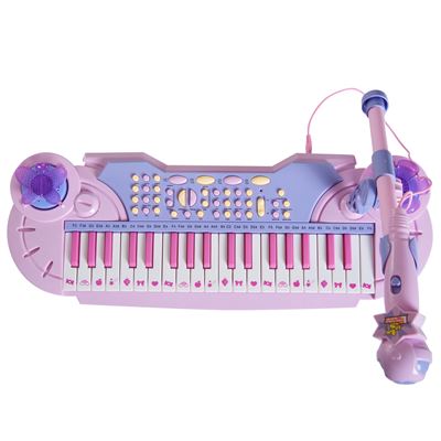 Homcom - Piano eletrónico infantil com microfone e banco, Som