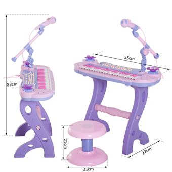 Piano infantil 37 Teclas com Microfone Banquinho Luzes e 22 Canções US