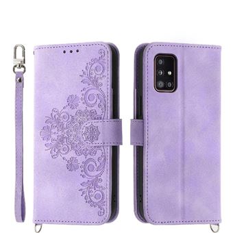Capa ZURSANA para Samsung Galaxy A51 5G | Pele com Fecho de Encaixe para Colar + Cordão em Pele | Roxo - 1