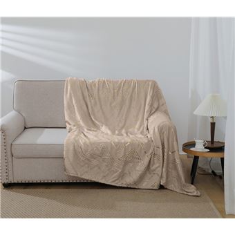 Cobertor BOD HOME |  com geométrico estampado castanho claro | 160x220cm - 1