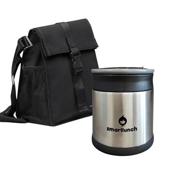 Set Lancheira adulto Preto e Termo 800ml Smartlunch - 1