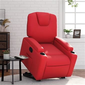 Poltrona reclinável vidaXL | elevatória | couro artificial vermelho - 1