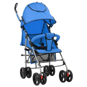 Carrinho de Bebé vidaXL 2 em 1 Dobrável Azul Aço