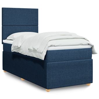 Cama com molas/colchão vidaXL | 90x190 cm | tecido azul - 1