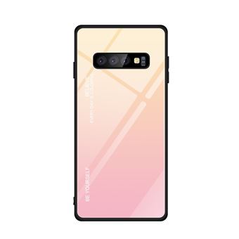 Capa TPU Magunivers vidro de gradiente dourado/rosa para Samsung Galaxy S10