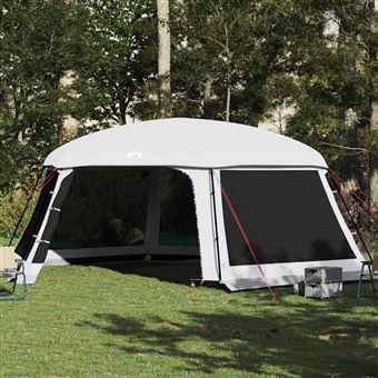 Tenda para Piscina vidaXL com Mosca Amovível e Paredes de Rede - Cinzento - 1