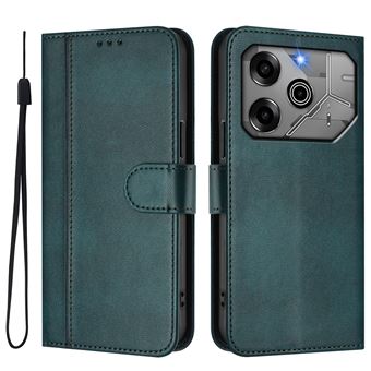 Capa FOXDOCK para Tecno Pova 6 5G/Pova 6 Pro 5G | Estilo Vintage | TPU com Textura de Pele Antiderrapante | Compartimentos para Cartões e Suporte | Verde escuro - 1