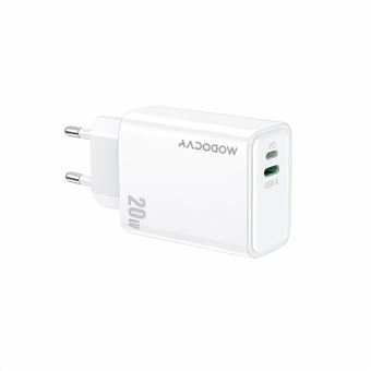 Adaptador de Corrente Dupla Entrada 1 x Type-C + 1 x Lightning Carregamento Rápido PD20W MODORWY MA3132 | Branco - 1