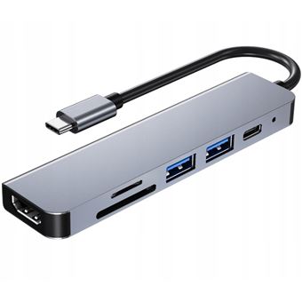 Hub Multifuncional HSLA | 6 em 1 | 4K | USB Type-C - Cinza Prata - 1