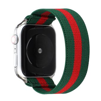 Bracelete de Nylon HSMY Elástico para Apple Watch Series 6/ SE/ 5/ 4 | 40 mm - Verde&Vermelho -Tamanho L - 1