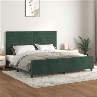 Estrutura de cama com cabeceira vidaXL | 200x200 cm | veludo verde-escuro - 1