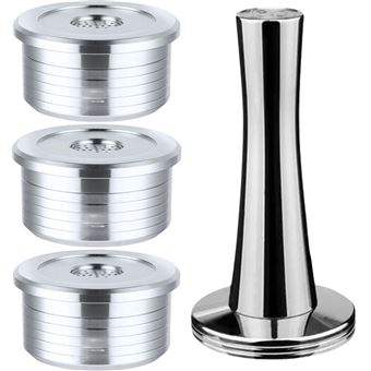 Pack 3 Cápsulas reutilizáveis em aço inox e compactador Antiimpacto para cafeteira Delta Q Qool Evolution - 1