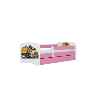 Cama 180 x 80 cm Kocot Kids com gaveta e colchão BabyDreams Truck Pink - 1