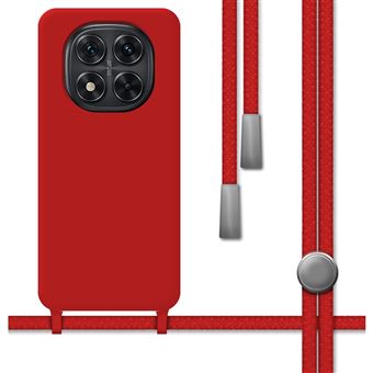 Capa TUMUNDOSMARTPHONE de silicone líquido com cordão para Xiaomi Redmi Note 14 Pro+ Plus 5G em vermelho - 1