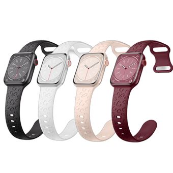 Pack 4 x Braceletes Desportivas Arzopa® para Apple Watch Series 8/7/6/5/4/3/2/SE | 42mm/44mm/45mm | Estampagem de Leopardo | Preto/Branco/Rosa/Vermelho - 1
