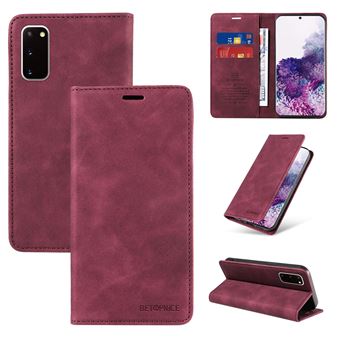 Capa FOXDOCK para Samsung Galaxy S20 FE | Bloqueio RFID | TPU | Aba/Detalhes em Pele Sintética | Compartimentos para cartões | Vermelho - 1