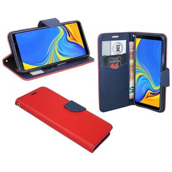Capa Lmobile Flip Carteira / Livro Fancy Samsung Galaxy A50 Azul Marinho / Vermelho
