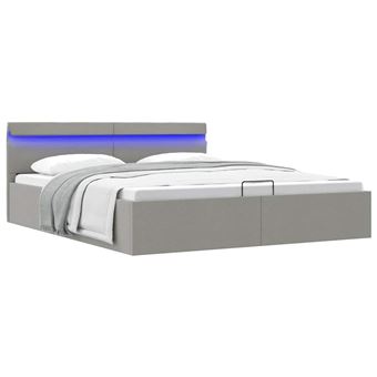 Cama hidráulica com Arrumação LED vidaXL | 180x200 cm | Tecido cinza-claro - 1