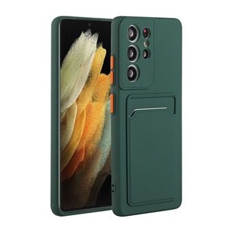 Capa Magunivers e TPU Qualidade com suporte para cartão verde escuro para Samsung Galaxy S21 Ultra 5G - 1