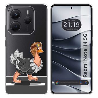 Capa TUMUNDOSMARTPHONE de silicone transparente para Xiaomi Redmi Note 14 5G Desenhos de design de avestruz - 1