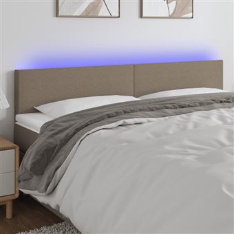 Cabeceira de cama vidaXL luzes LED tecido 180x5x78/88cm cinza-acastanhado - 1