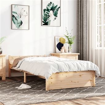 Estrutura de cama vidaXL | 90x200 cm | madeira maciça - 1