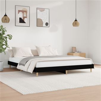 Estrutura de cama vidaXL | 150x200 cm | derivados de madeira preto - 1