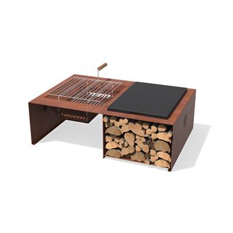 Braseiro de Jardim Alba Fire Pit Module | Aço Corten com Grelhas Castanho - 1