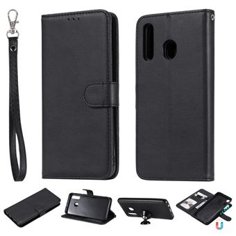 Capa PU suporte magnético destacável 2 em 1 preto para Samsung Galaxy A50/A30/A20