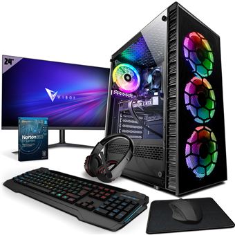 Computador Gaming Vibox II-2 - 24"" Pacote de Monitores - 6-Core Intel i5 10400F Processador - AMD Radeon RX 6500 XT 4Gb Placa Gráfica - 16Gb RAM - 240GB SSD - 1Tb Disco Rígido - Windows 11 - WiFi - 1