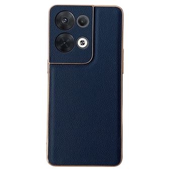 Capa e TPU + couro genuíno estrutura de galvanoplastia Magunivers para Oppo Reno8 Pro 5G (Global Version)/Reno8 Pro + 5G - azul - 1