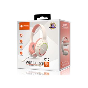Auscultadores Wireless com Microfone DEEPBASS R10 - Rosa Creme/Rosa - 1